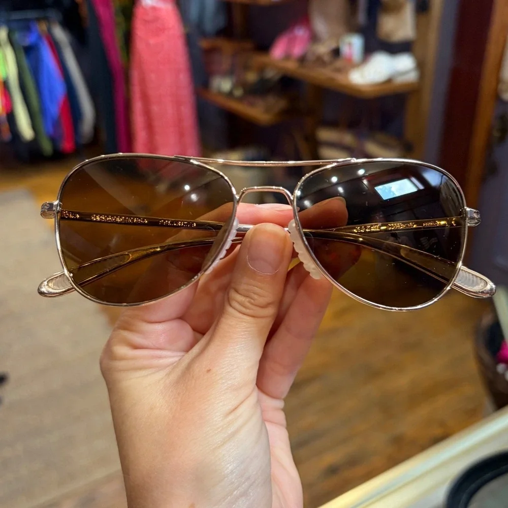 ROKA Rio Polarized Aviator Sunglasses Gold Alloy Brown Lens Case Unisex Fit